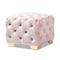 Baxton Studio Avara Pink Velvet Upholstered Gold Finished Button Tufted Ottoman 153-9373 - alternate 1